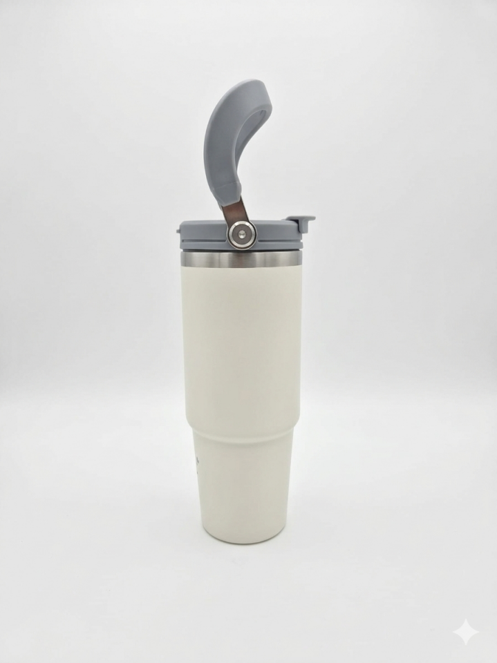 Flake Yüksek Kaliteli Paslanmaz Çelik Kendinden  Pipetli Üstten Tutmalı  Termos 30 Oz 0,9 LT   kamp, ofis, spor ve seyahat için uygun Paslanmaz çelik gövdesi