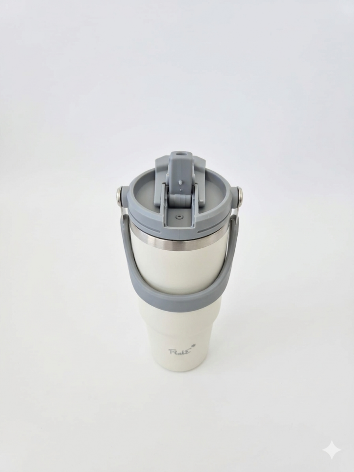 Flake Yüksek Kaliteli Paslanmaz Çelik Kendinden  Pipetli Üstten Tutmalı  Termos 30 Oz 0,9 LT   kamp, ofis, spor ve seyahat için uygun Paslanmaz çelik gövdesi