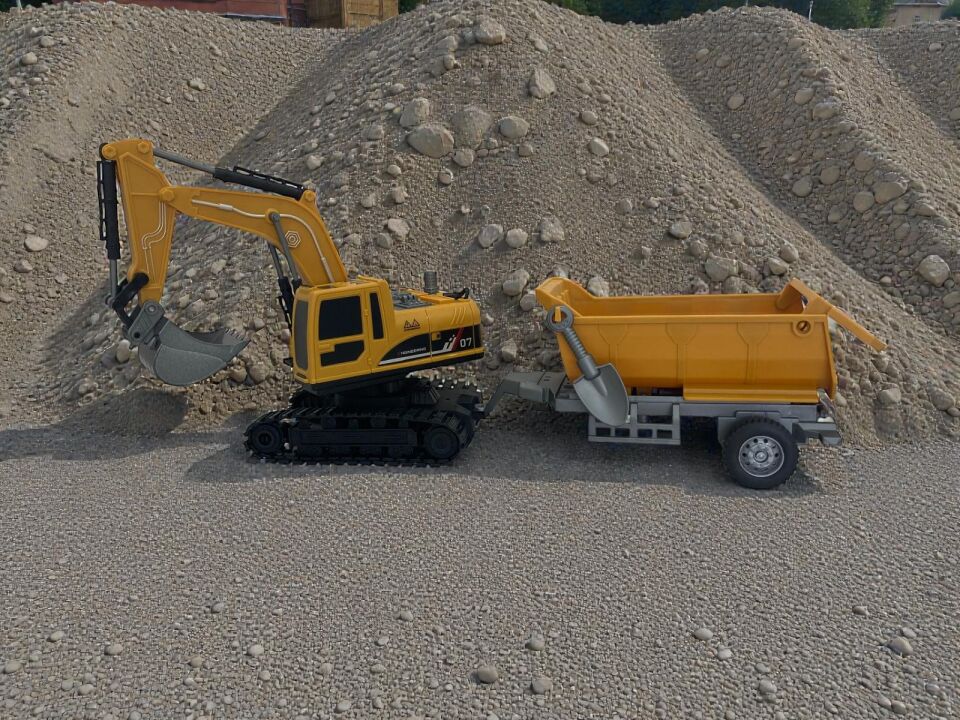 1:22 Flake Uzaktan Kumandalı Su Buharı Atan Oyuncak İş Makinası 360° Rotasyon Ekskavatör Premium Model Metal Hareketli Metal Alaşımlı Kepçe Oyuncak