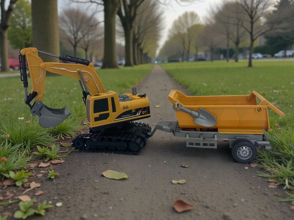 1:22 Flake Uzaktan Kumandalı Su Buharı Atan Oyuncak İş Makinası 360° Rotasyon Ekskavatör Premium Model Metal Hareketli Metal Alaşımlı Kepçe Oyuncak