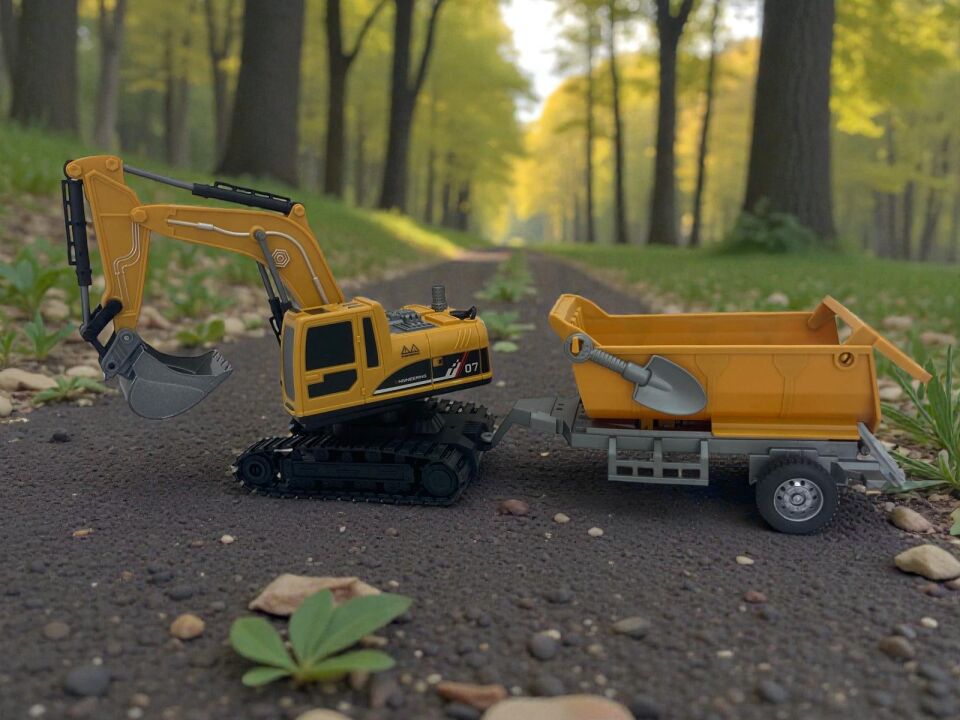 1:22 Flake Uzaktan Kumandalı Su Buharı Atan Oyuncak İş Makinası 360° Rotasyon Ekskavatör Premium Model Metal Hareketli Metal Alaşımlı Kepçe Oyuncak