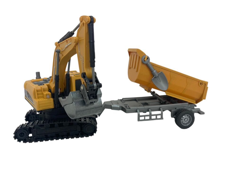 1:22 Flake Uzaktan Kumandalı Su Buharı Atan Oyuncak İş Makinası 360° Rotasyon Ekskavatör Premium Model Metal Hareketli Metal Alaşımlı Kepçe Oyuncak